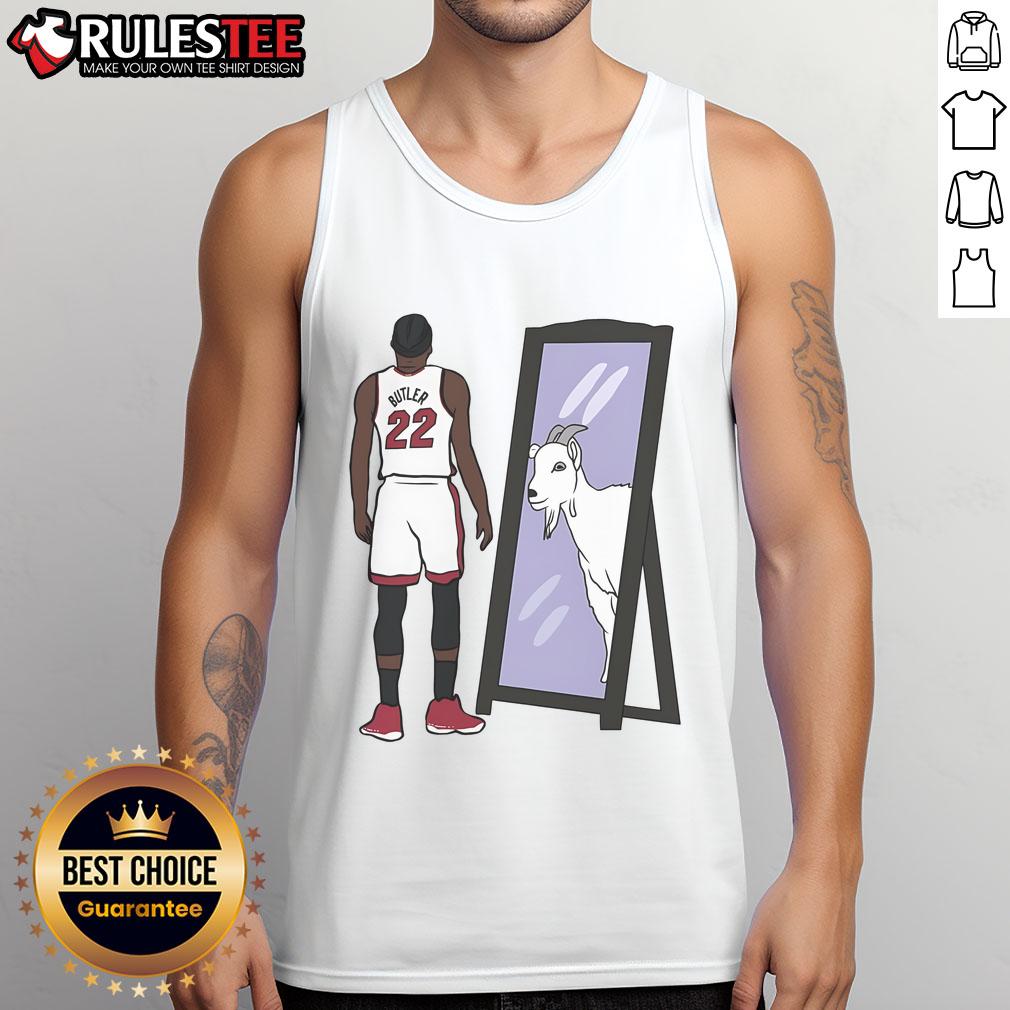 Awesome Jimmy Butler Mirror GOAT Tank Top featuring a bold graphic design celebrating basketball greatness.