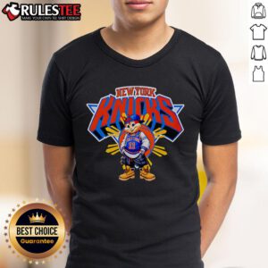 Alt Text: Awesome Jollibee New York Knicks T-Shirt featuring vibrant graphics and a stylish design for basketball fans.
