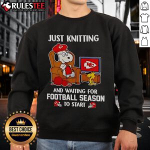 Awesome Kansas City Chiefs sweatshirt featuring knitting design, perfect for fans waiting for football season to start.