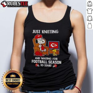 Awesome Kansas City Chiefs tank top design, perfect for knitting fans eagerly waiting for football season to start.