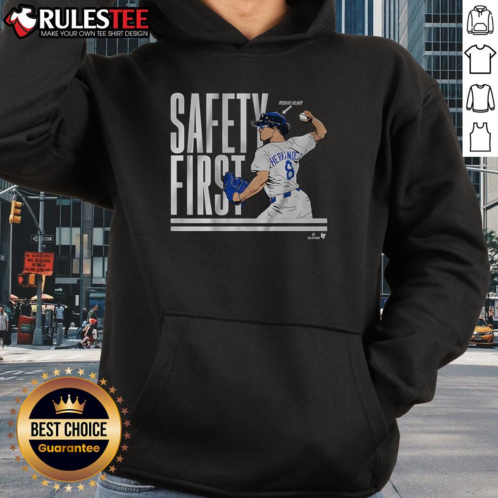 Awesome Kike Hernandez Safety First Hoodie in vibrant colors, perfect for fans and casual wear enthusiasts.
