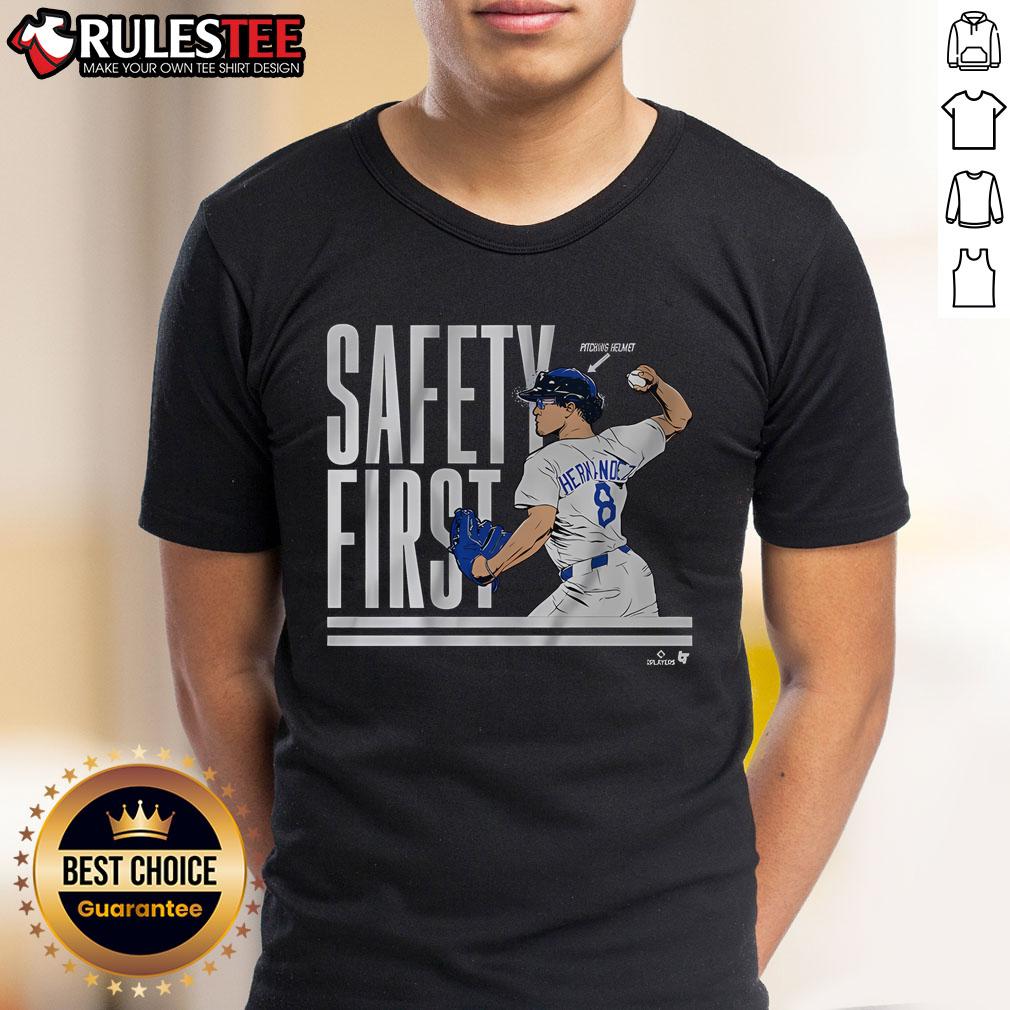 Awesome Kike Hernandez Safety First T-Shirt featuring a fun design, perfect for fans and casual wear.