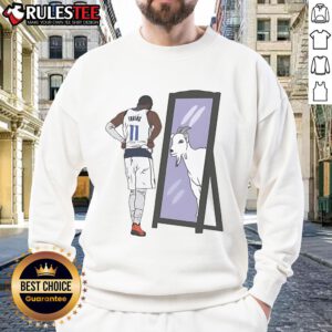 Alt Text: Awesome Kyrie Irving mirror GOAT Dallas sweatshirt featuring stylish design and vibrant colors for fans.