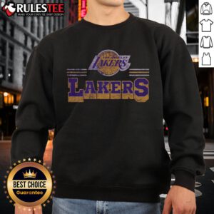Awesome Los Angeles Lakers fan banner sweatshirt featuring vibrant team colors and bold logo, perfect for game day.