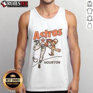 Awesome MLB X Topps Houston Astros tank top featuring team logo and vibrant colors for baseball fans.