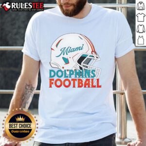 Awesome NFL Miami Dolphins football helmet T-shirt featuring vibrant team colors and logo, perfect for fans.