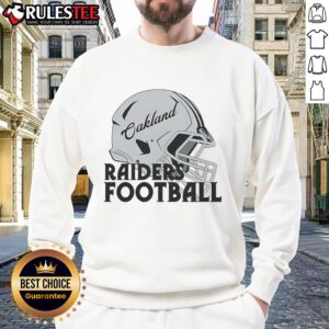 Awesome NFL Oakland Raiders football helmet sweatshirt showcasing team logo and stylish design for fans.