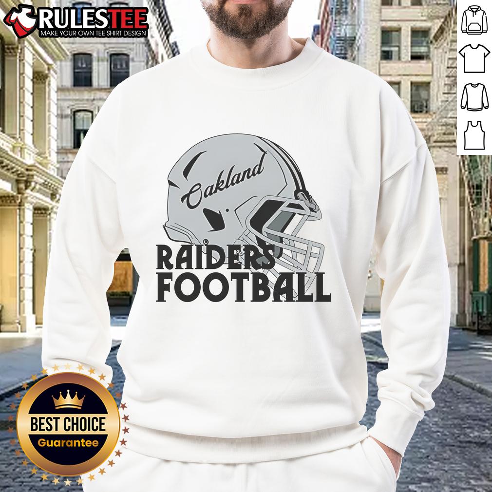 Awesome NFL Oakland Raiders football helmet sweatshirt showcasing team logo and stylish design for fans.