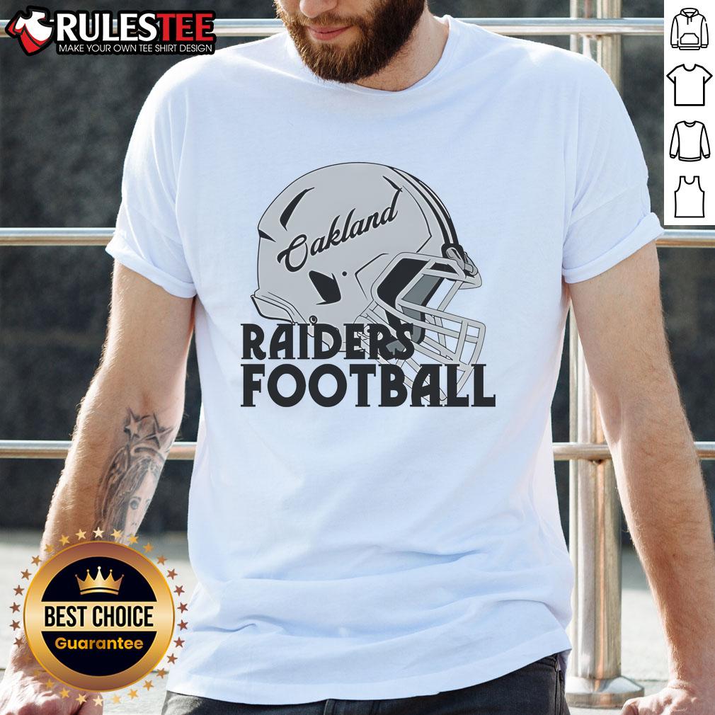 Awesome NFL Oakland Raiders football helmet T-shirt featuring bold graphics and a stylish design for fans.