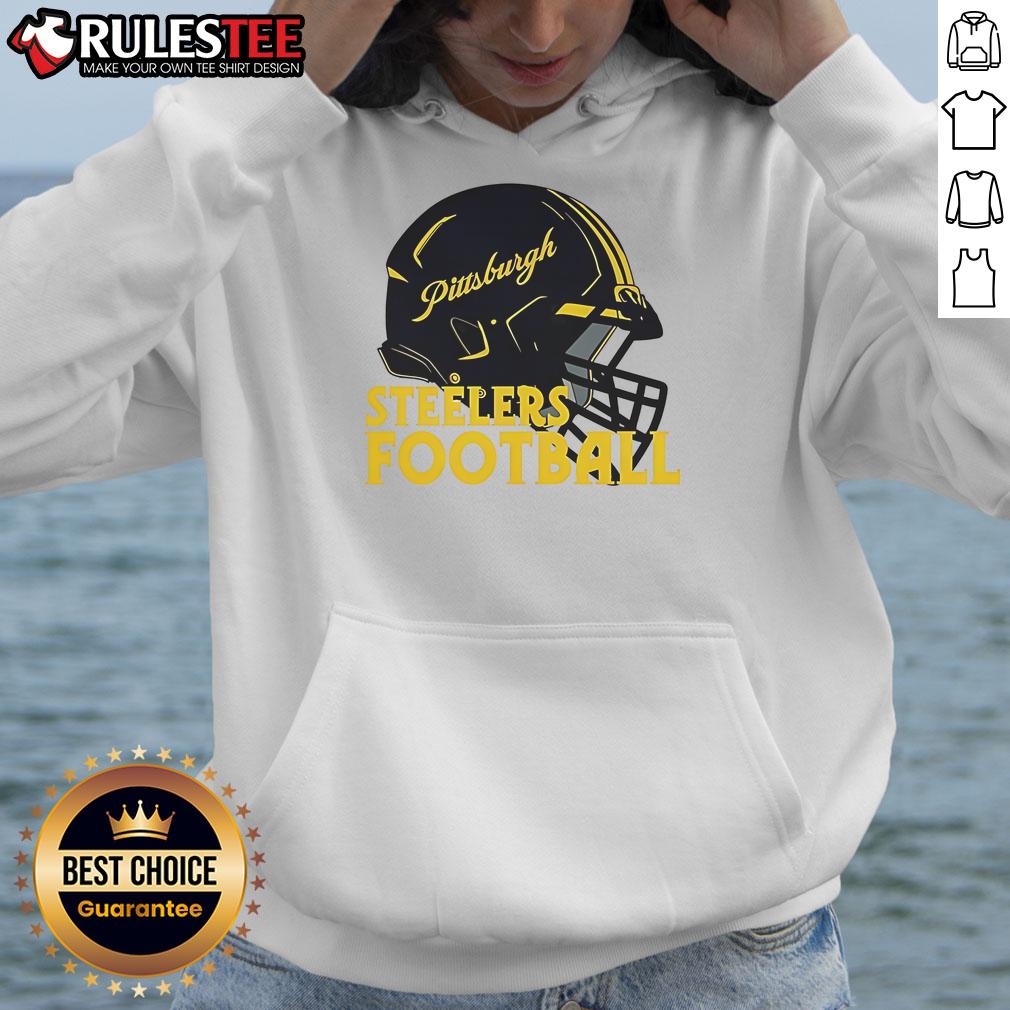 Alt Text: Awesome NFL Pittsburgh Steelers football helmet hoodie featuring team colors and logo for fans and collectors.