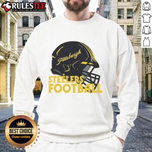 Alt Text: Awesome NFL Pittsburgh Steelers football helmet sweatshirt, perfect for fans showing team spirit and style.