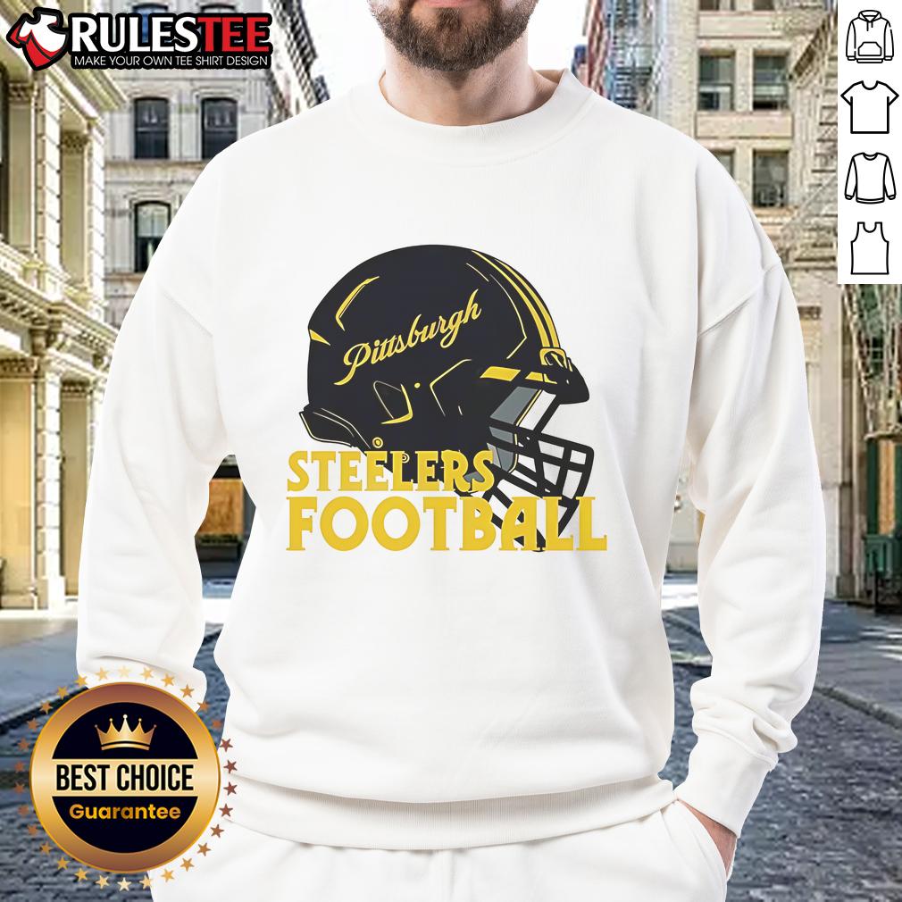 Alt Text: Awesome NFL Pittsburgh Steelers football helmet sweatshirt, perfect for fans showing team spirit and style.