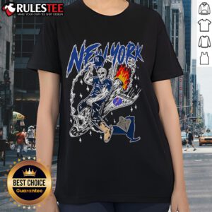 Awesome New York Yankees x Warren Lotas Swole Skeleton Spaceship Ladies Tee featuring unique graphic design.
