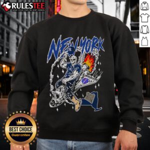 Alt Text: Awesome New York Yankees x Warren Lotas Swole Skeleton spaceship sweatshirt featuring a unique design and bold graphics.