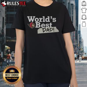 Awesome Ottawa Senators World's Best Dad ladies tee in red, perfect for proud hockey fans celebrating Father's Day.
