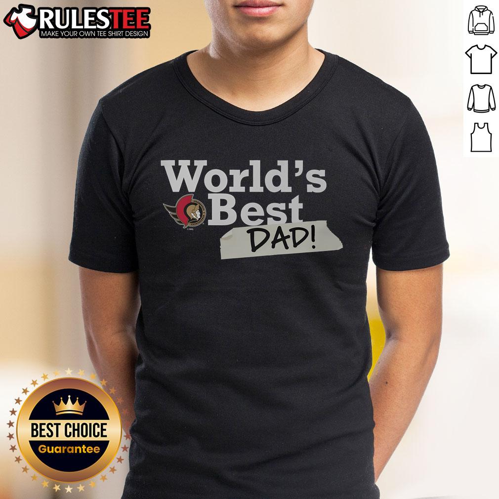 Awesome Ottawa Senators World's Best Dad T-Shirt featuring team logo and vibrant design, perfect gift for hockey dads.