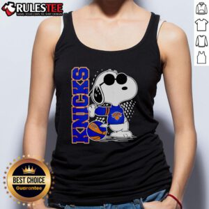 Alt Text: Awesome Peanuts Snoopy New York Knicks basketball 2025 tank top featuring vibrant graphics and team colors.