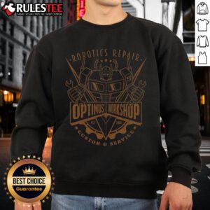 Alt Text: Awesome Robotics Repair Optimus Workshop custom service sweatshirt showcasing a vibrant design and comfortable fit.