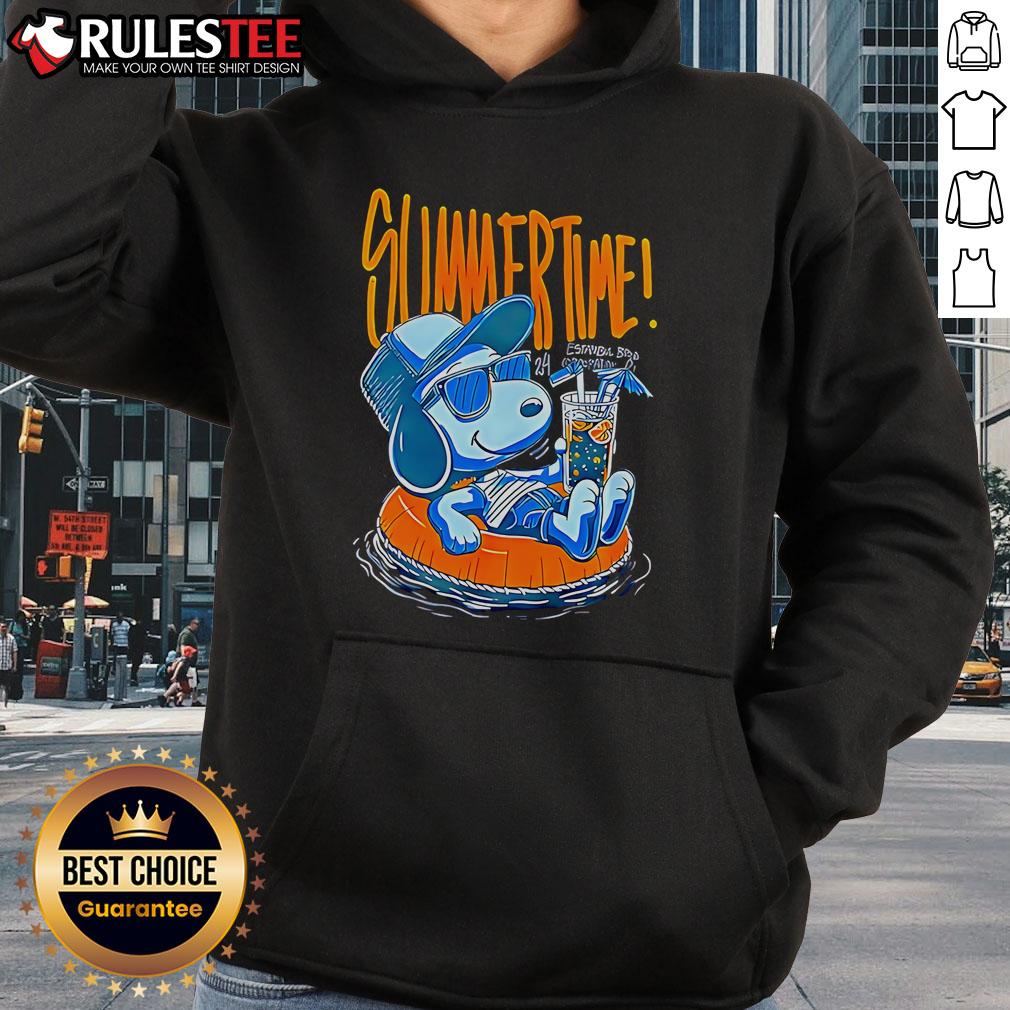 Awesome Snoopy summer time hoodie featuring colorful graphics of Snoopy and friends in a vibrant, playful design.