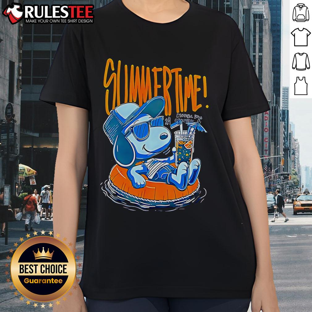 Awesome Snoopy Summer Time Ladies Tee featuring a vibrant Snoopy design perfect for warm weather and casual outings.