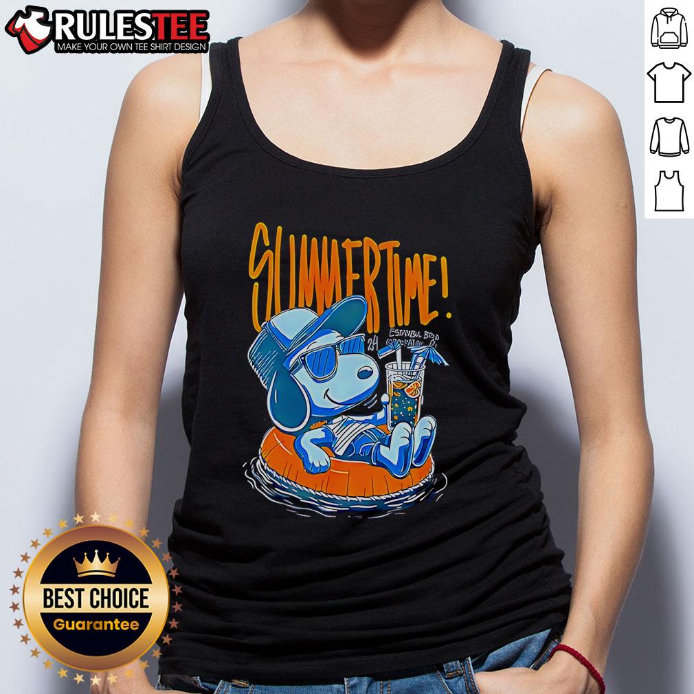 Awesome Snoopy summer time tank top featuring vibrant colors and a playful Snoopy design, perfect for warm weather.