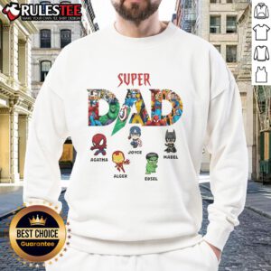 Awesome Super Dad Marvel Superhero Father's Day sweatshirt featuring vibrant graphics and a cozy design for dads.
