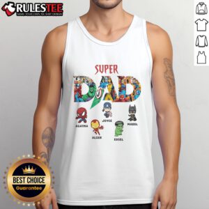 Awesome Super Dad Marvel Superhero Father's Day Tank Top featuring vibrant graphics and a comfortable fit for dads.