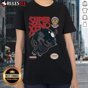 Alt Text: Awesome Super Xeno Alien Ladies Tee featuring vibrant alien graphics and a stylish design for sci-fi enthusiasts.