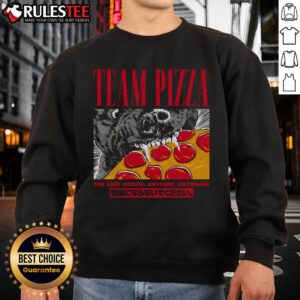 Alt Text: Awesome Team Pizza sweatshirt featuring a fun design, perfect for casual wear anytime, anywhere.
