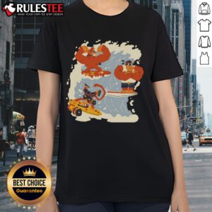 Alt Text: Awesome Golden Wave tee featuring Donkey Kong, Diddy Kong, and Funky Kong for ladies - vibrant video game fashion.