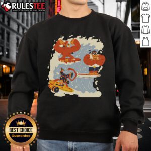 Awesome Golden Wave Donkey Kong sweatshirt featuring Diddy Kong and Funky Kong in vibrant colors and stylish design.