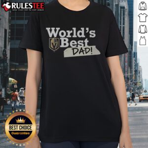 Awesome Vegas Golden Knights World's Best Dad Ladies Tee in black with team logo, perfect for proud hockey dads.