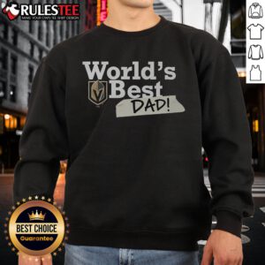 Awesome Vegas Golden Knights World's Best Dad sweatshirt in navy blue, perfect gift for hockey fans and dads.