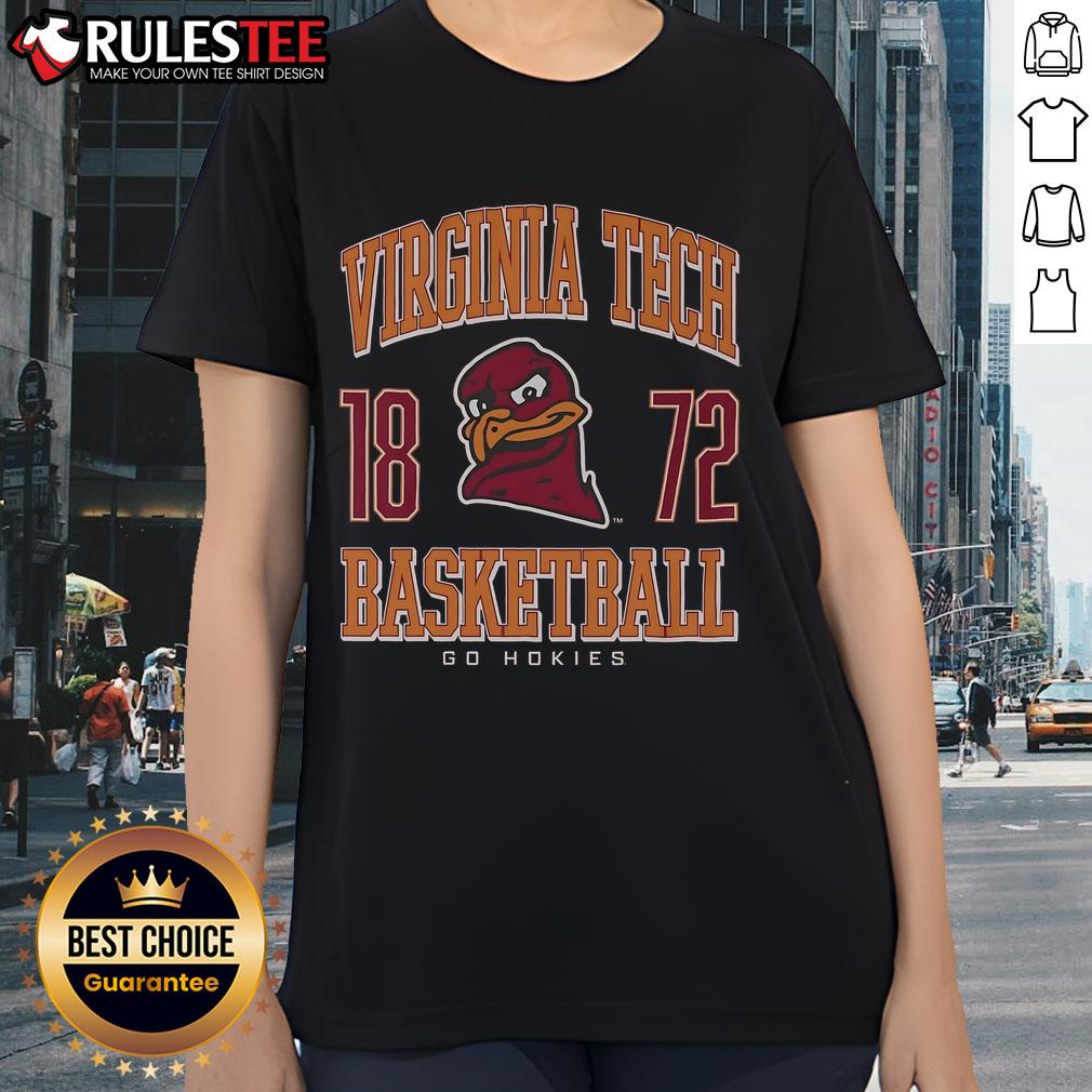 Awesome Virginia Tech Hokies basketball ladies tee featuring vibrant colors and team logo, perfect for fans and casual wear.