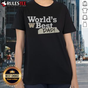 Awesome Washington Huskies World's Best Dad Ladies Tee featuring vibrant team colors and a stylish design.