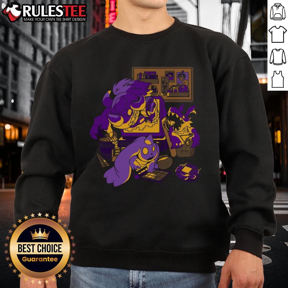 Cute Digimon Digital Invasion sweatshirt featuring Gabumon, Greymon, and Kabuterimon in vibrant colors.