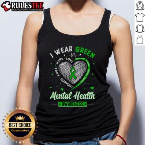 Cute heart tank top in green for Mental Health Awareness Month, promoting awareness and support for mental health.