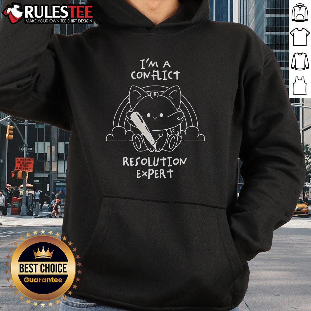 Alt Text: Cute I Am A Conflict Resolution Expert Hoodie featuring a playful design for professionals in mediation and conflict management.