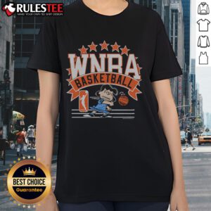 Cute Peanuts Lucy X WNBA ladies tee featuring a stylish design perfect for fans of both Peanuts and women's basketball.