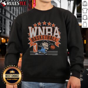 Alt Text: Cute Peanuts Lucy X WNBA sweatshirt featuring vibrant colors and playful design, perfect for sports fans and collectors.