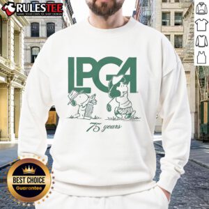 Adorable Cute Peanuts X LPGA Lucy Swing Sweatshirt featuring a playful design perfect for golf fans and fashion lovers.