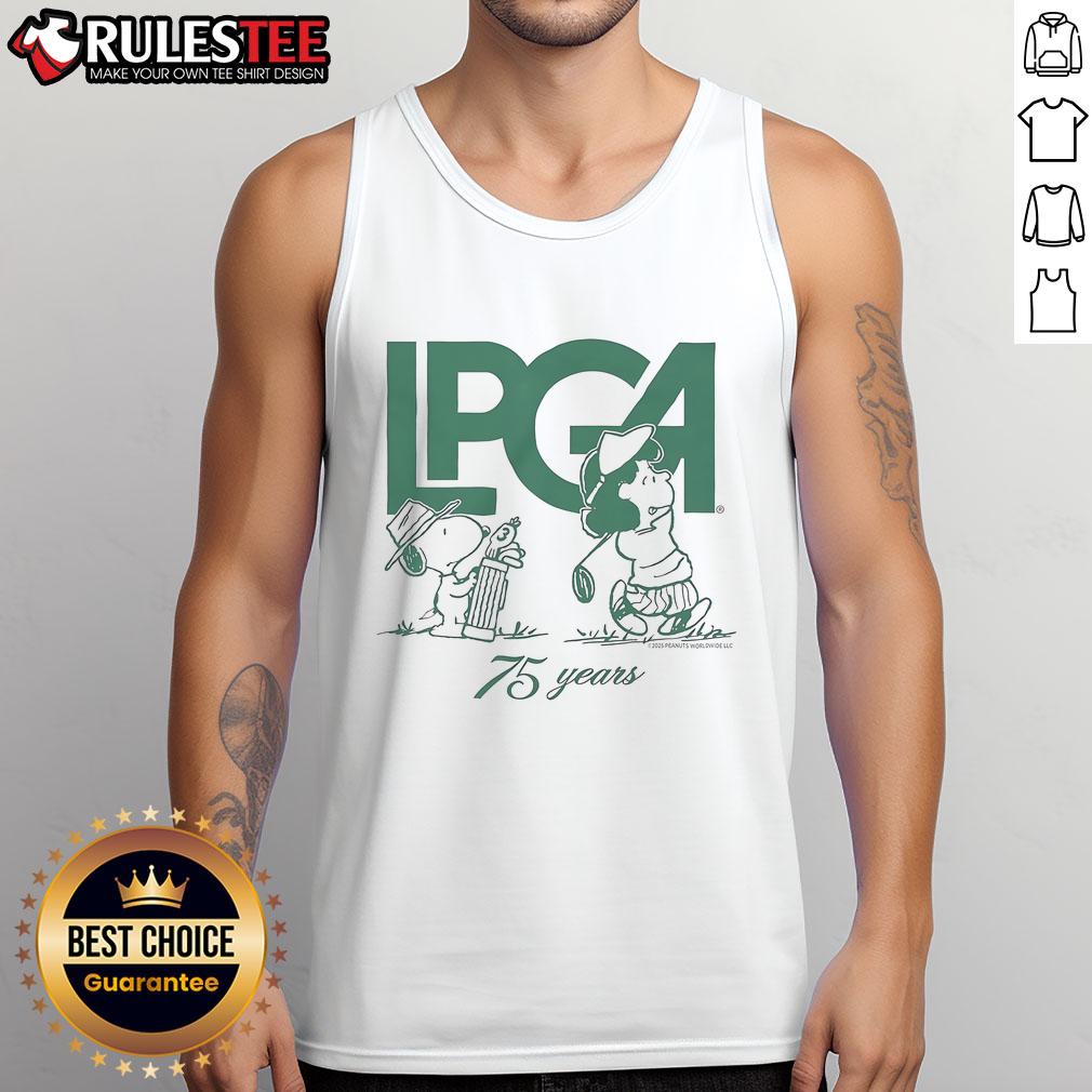 Alt Text: Cute Peanuts X LPGA Lucy Swing Tank Top featuring a playful design, perfect for golf enthusiasts and casual wear.