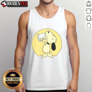 Cute Snoopy drinking beer in a fun tank top, perfect for summer outings and casual gatherings.