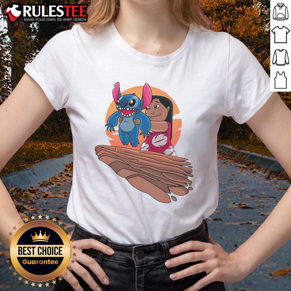 Alt Text: Cute Lilo and Stitch ladies tee featuring Experiment King design, perfect for Disney fans and casual wear enthusiasts.