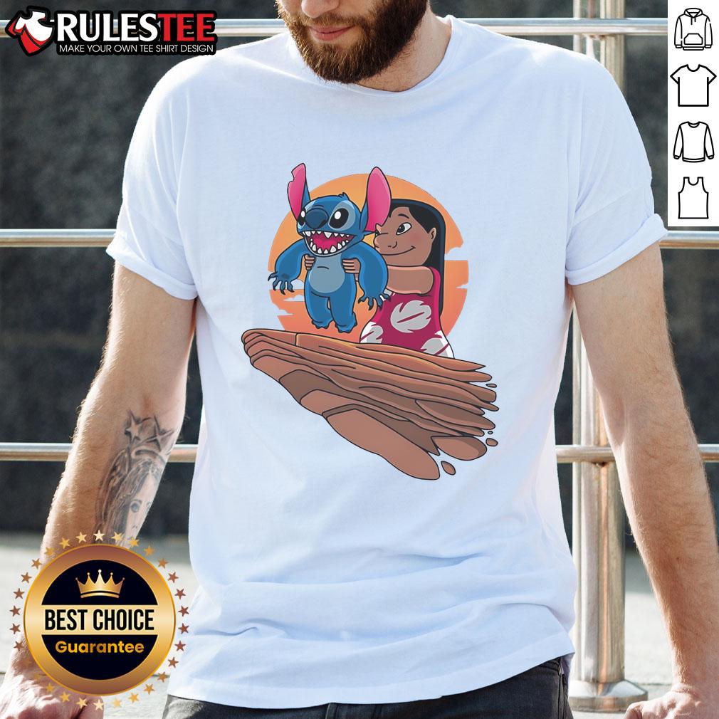 Alt Text: Cute Experiment King Lilo and Stitch T-Shirt featuring vibrant colors and playful design, perfect for fans.