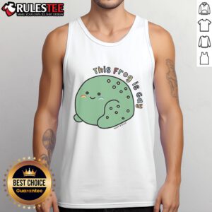 Alt Text: Cute frog graphic on a gay-themed Sugar and Sloth tank top, perfect for pride celebrations and casual wear.
