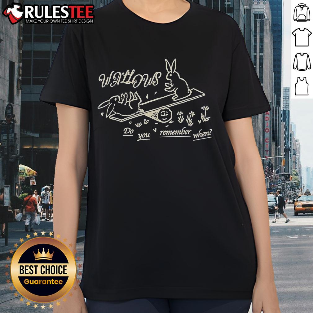 Cute 'Do You Remember When' Bunny Ladies Tee featuring adorable bunnies, perfect for casual spring fashion.