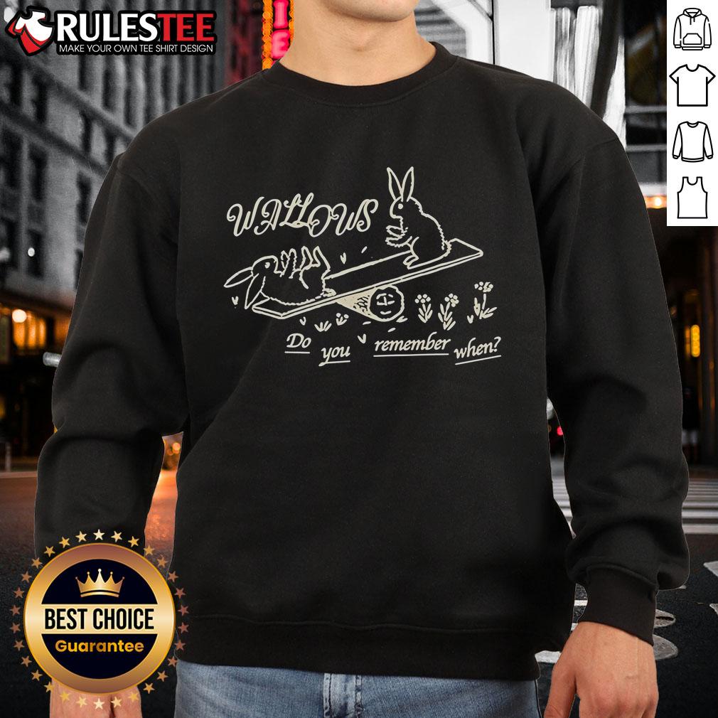 Adorable bunny sweatshirt featuring the phrase 'Do You Remember When' with cute wallows design, perfect for cozy outfits.