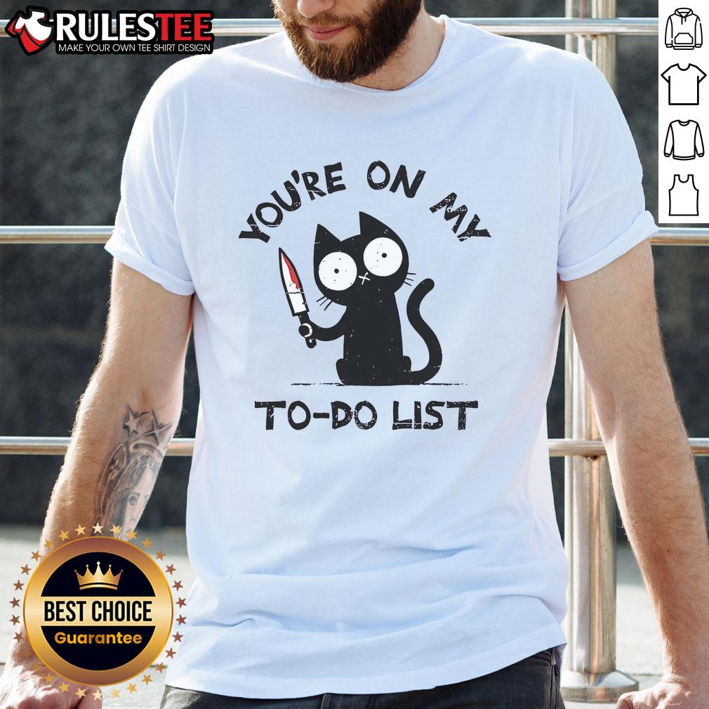 Alt Text: Funny Cat You're On My To-Do List T-Shirt featuring a playful cat graphic and humorous text design.