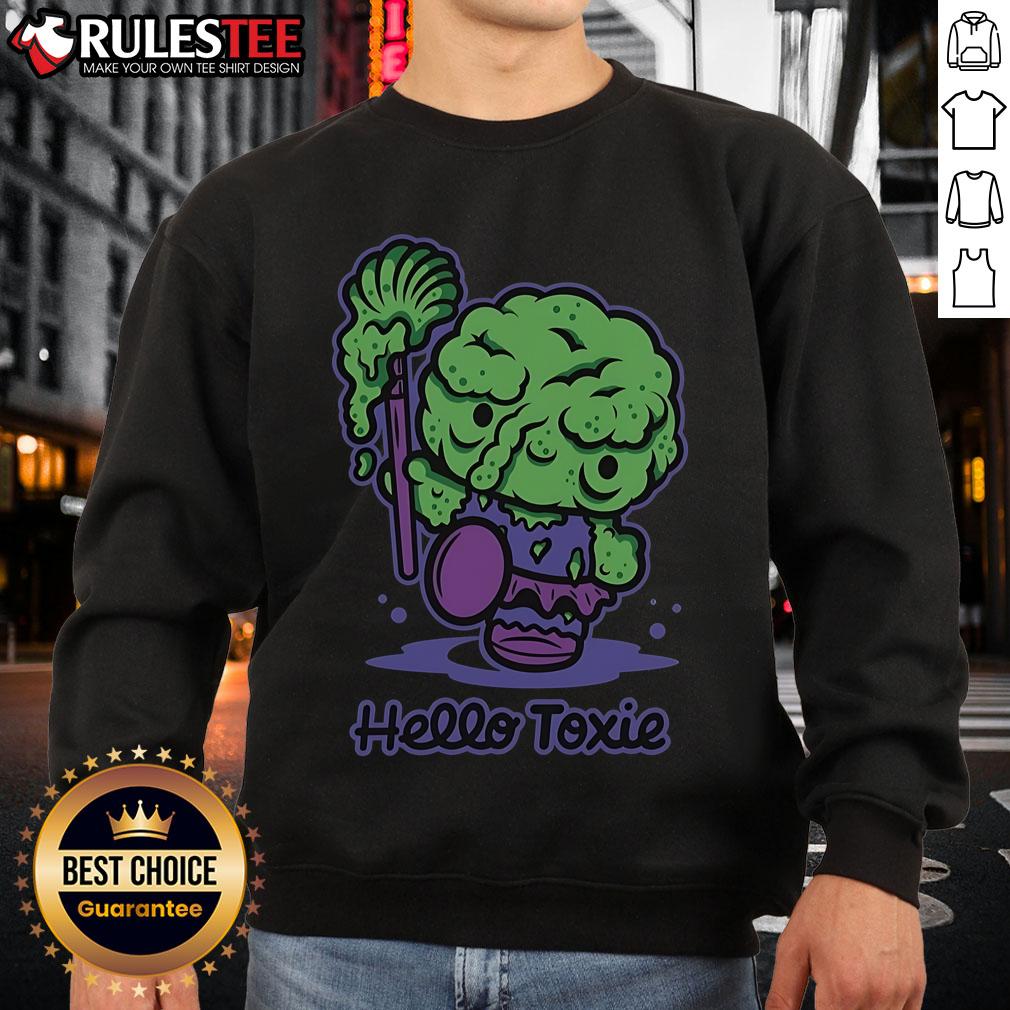 Funny Hello Toxie Hello Kitty sweatshirt featuring a quirky design, perfect for casual wear and fans of unique apparel.